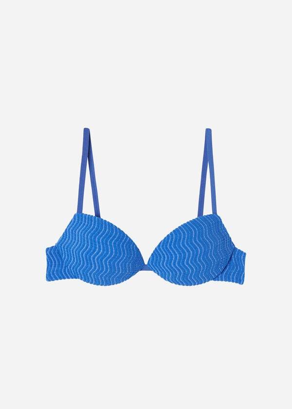 Arriba De Bikini Calzedonia Acolchado Push-Up Mykonos Mujer Azules | CO2322RW