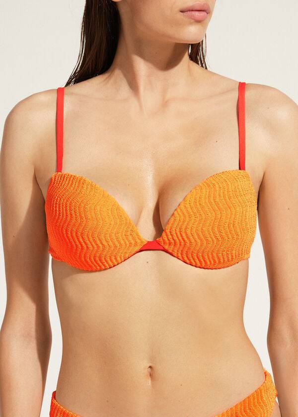 Arriba De Bikini Calzedonia Acolchado Push-Up Mykonos Mujer Naranjas | CO2323EX