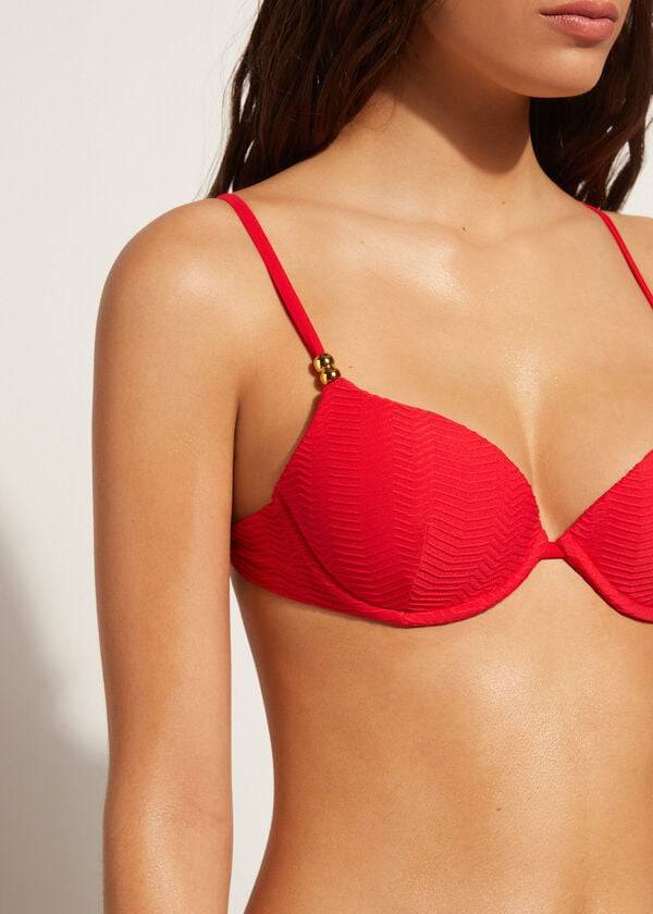 Arriba De Bikini Calzedonia Acolchado Push-Up Casablanca Mujer Rojas | CO2344IS