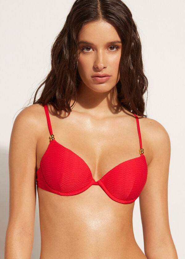 Arriba De Bikini Calzedonia Acolchado Push-Up Casablanca Mujer Rojas | CO2344IS