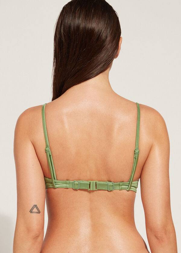 Arriba De Bikini Calzedonia Acolchado Push-Up Cannes rosa Mujer Verde | CO2349EX