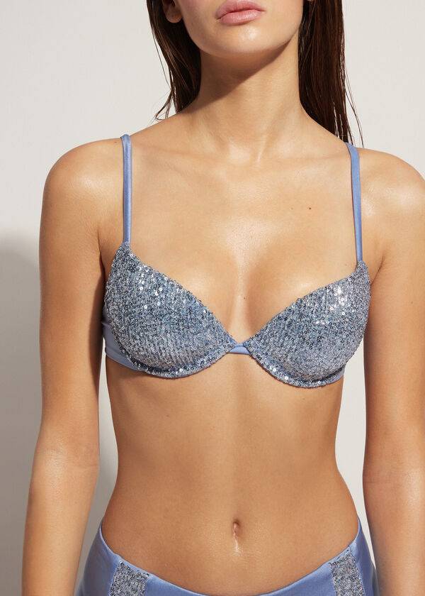 Arriba De Bikini Calzedonia Acolchado Push-Up Cannes Mujer Azules | CO2352MA