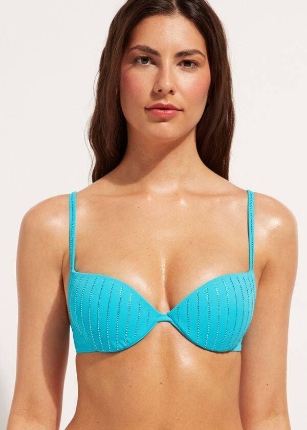 Arriba De Bikini Calzedonia Acolchado Push Up Shanghai Mujer Turquesa | CO2357XF