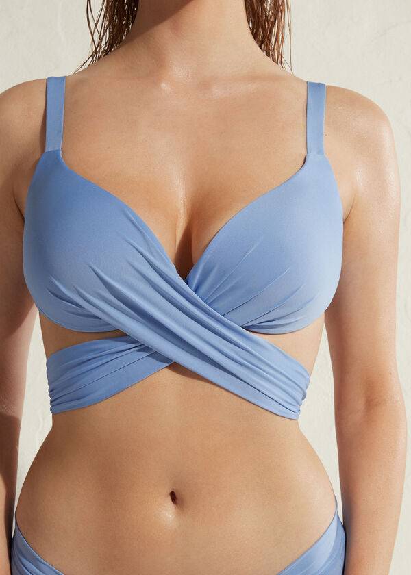 Arriba De Bikini Calzedonia Acolchado Push Up Indonesia Eco Sexy Mujer Azules | CO2364FM