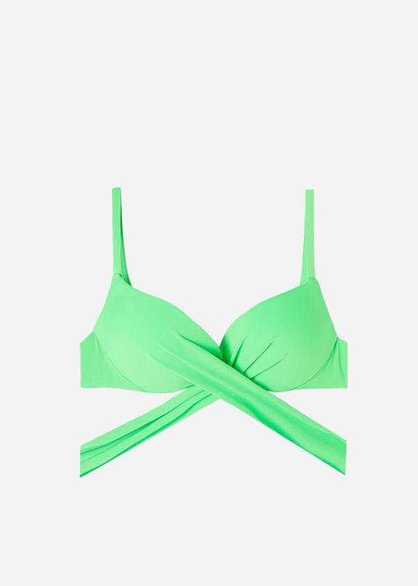 Arriba De Bikini Calzedonia Acolchado Push Up Indonesia Eco rosa Mujer Verde Claro | CO2365DN