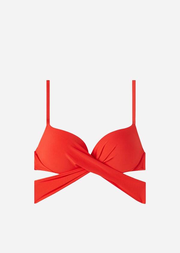 Arriba De Bikini Calzedonia Acolchado Push Up Indonesia Eco Mujer Rojas | CO2372YU