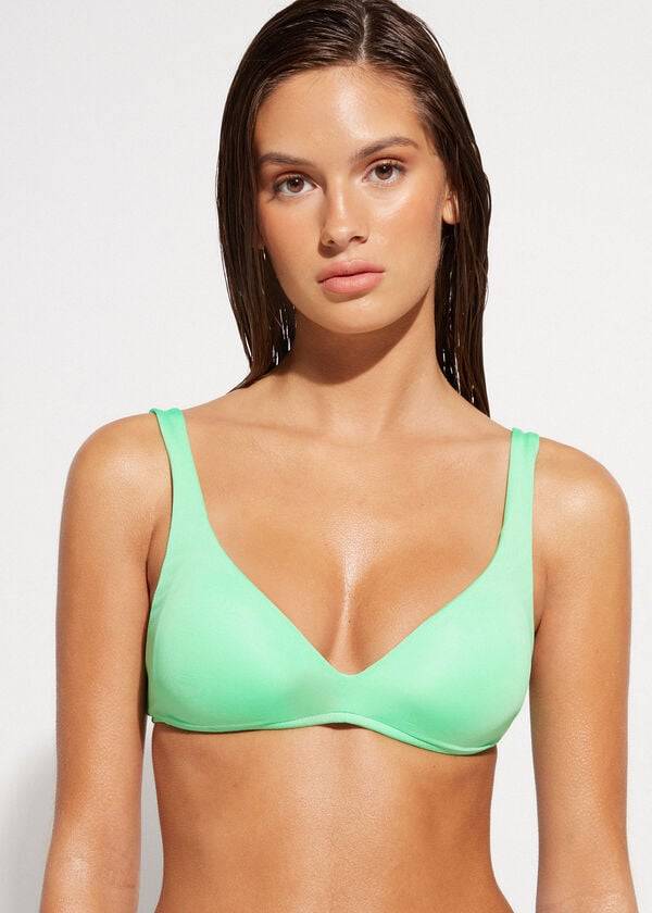 Arriba De Bikini Calzedonia Acolchado Triangle Indonesia Eco rosa Mujer Verde Menta | CO2269PQ