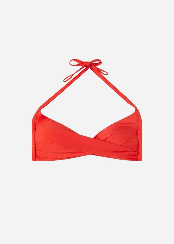 Arriba De Bikini Calzedonia Acolchado Triangle Indonesia Eco Mujer Rojas | CO2285MA