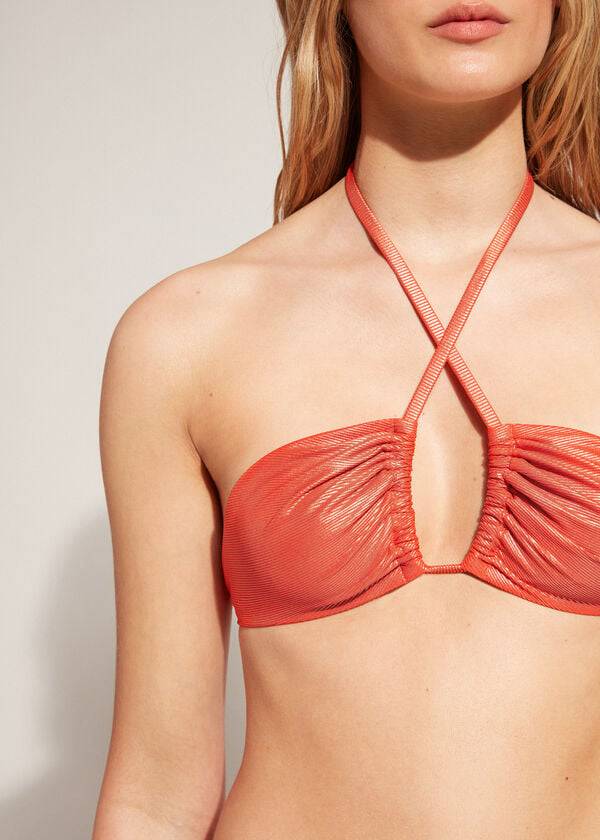 Arriba De Bikini Calzedonia Bandeau Antigua Mujer Coral Naranjas | CO2506WY