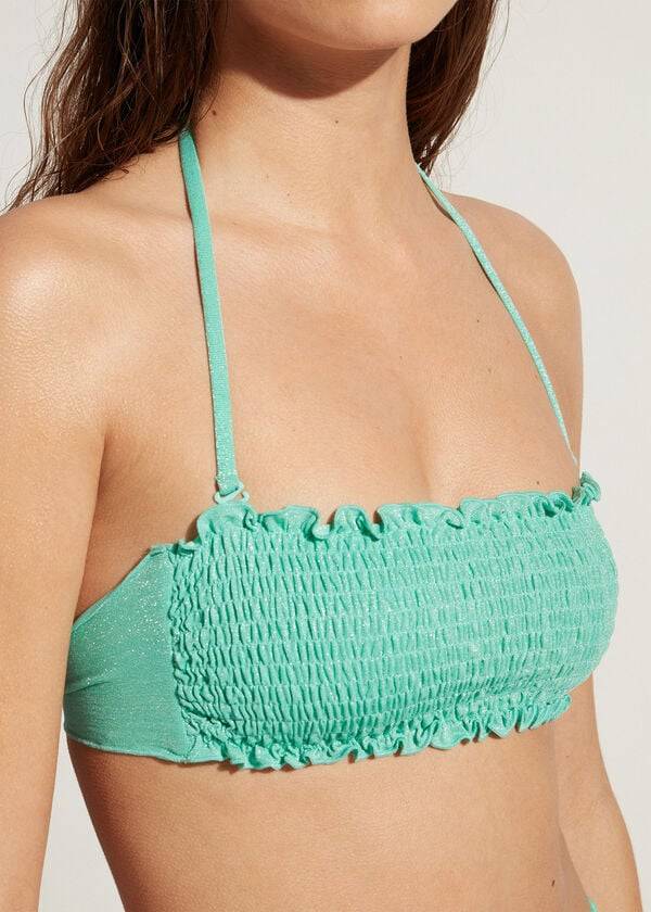 Arriba De Bikini Calzedonia Bandeau Formentera Mujer Verde | CO2502YU