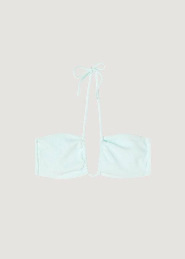 Arriba De Bikini Calzedonia Drawstring Bandeau Beverly Hills Eco Mujer Azules | CO2481QZ