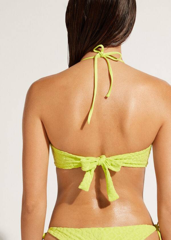 Arriba De Bikini Calzedonia Drawstring Bandeau Bangkok Mujer Verde | CO2483NB