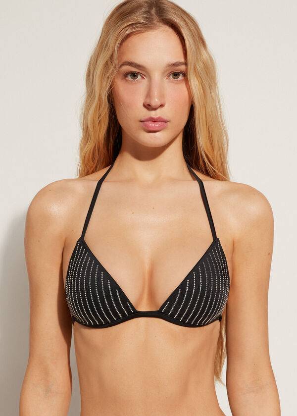 Arriba De Bikini Calzedonia Graduated Acolchado Triangle Shanghai Mujer Negras | CO2445AP