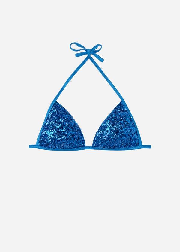 Arriba De Bikini Calzedonia Graduated Acolchado Triangle Cannes Mujer Azules | CO2456MA