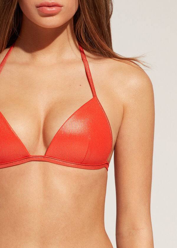 Arriba De Bikini Calzedonia Graduated Acolchado Triangle Antigua Mujer Coral Naranjas | CO2461XF