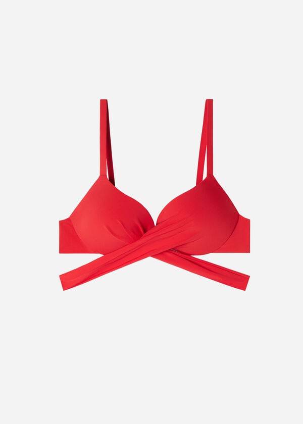 Arriba De Bikini Calzedonia Graduated Acolchado Push Up Indonesia Mujer Rojas | CO2466HK