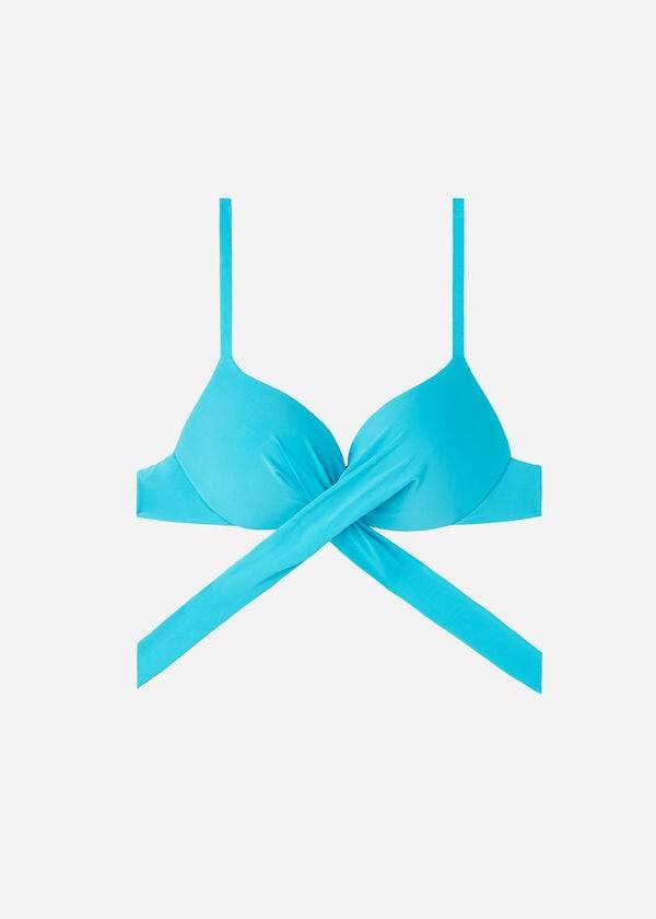 Arriba De Bikini Calzedonia Graduated Acolchado Push Up Indonesia Mujer Turquesa | CO2467GL