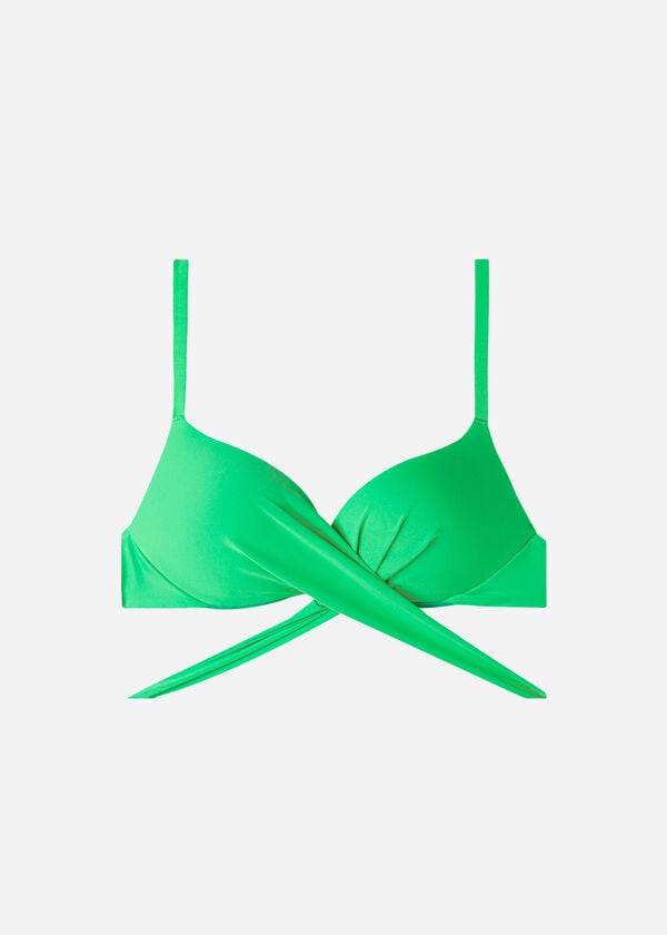 Arriba De Bikini Calzedonia Graduated Acolchado Push Up Indonesia Mujer Verde | CO2470SO