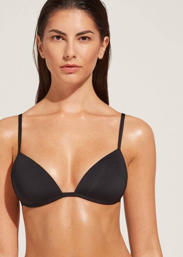 Arriba De Bikini Calzedonia Graduated Soft Acolchado Triangle Indonesia Mujer Negras | CO2431NB