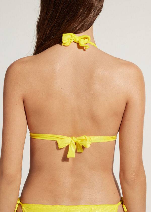 Arriba De Bikini Calzedonia Graduated Triangle Formentera Mujer Amarillo | CO2424YU