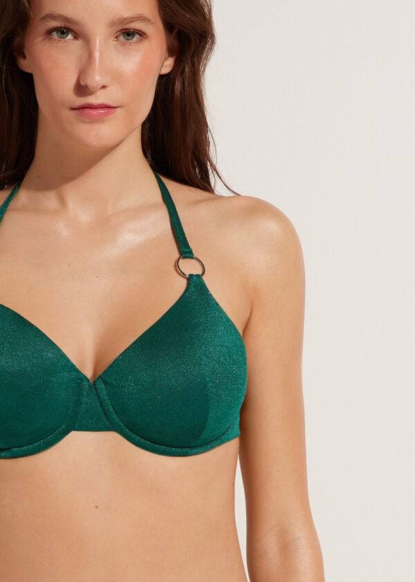 Arriba De Bikini Calzedonia Push Up Hollywood Mujer Verde | CO2247FM