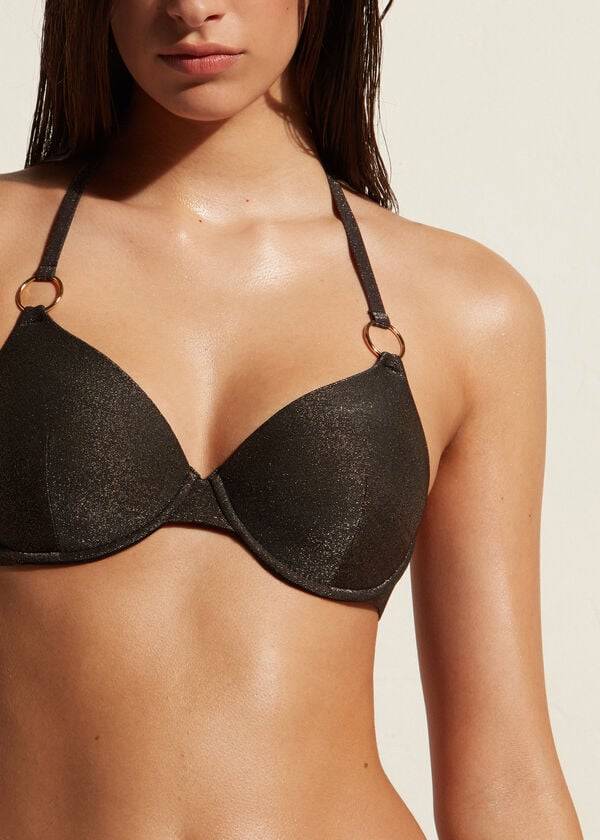 Arriba De Bikini Calzedonia Push Up Hollywood Mujer Negras | CO2248GL