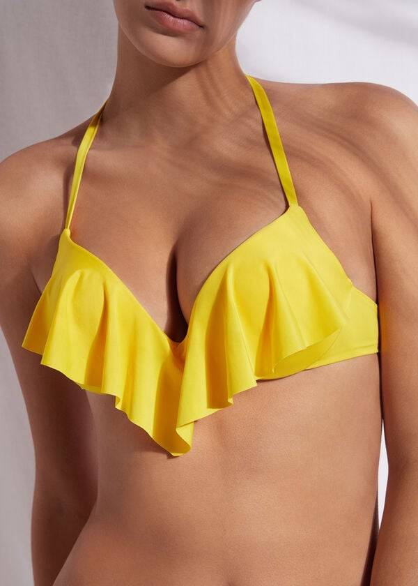 Arriba De Bikini Calzedonia Super Acolchado Push Up Indonesia Eco rosa Mujer Amarillo | CO2212TV