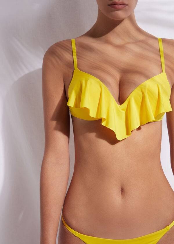 Arriba De Bikini Calzedonia Super Acolchado Push Up Indonesia Eco rosa Mujer Amarillo | CO2212TV