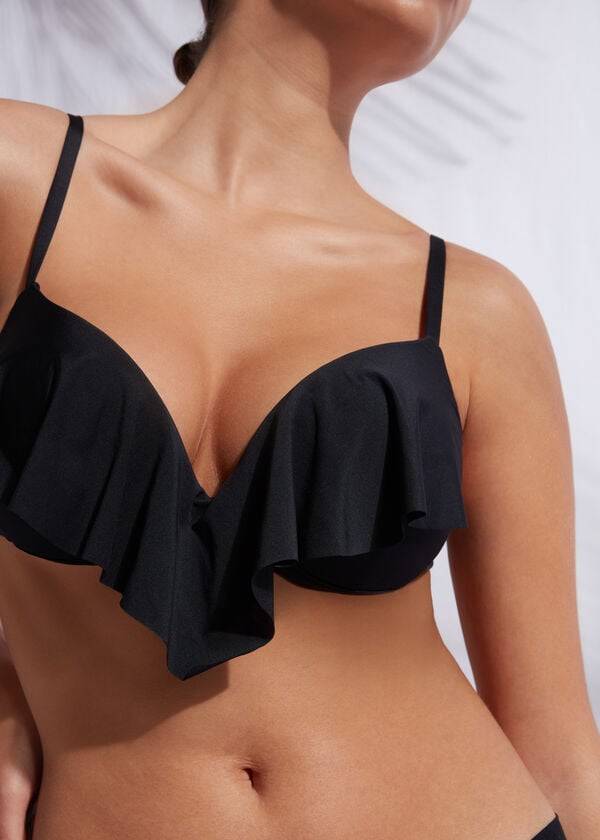 Arriba De Bikini Calzedonia Super Acolchado Push Up Indonesia Eco cobey Mujer Negras | CO2215IS