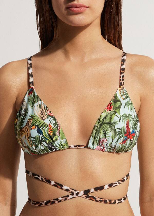 Arriba De Bikini Calzedonia Triangle String Nairobi Eco Mujer Verde | CO2135YU