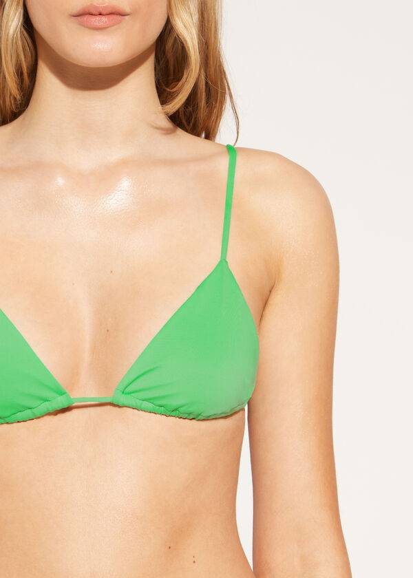 Arriba De Bikini Calzedonia Triangle String Indonesia Eco rosa Mujer Verde | CO2148LH