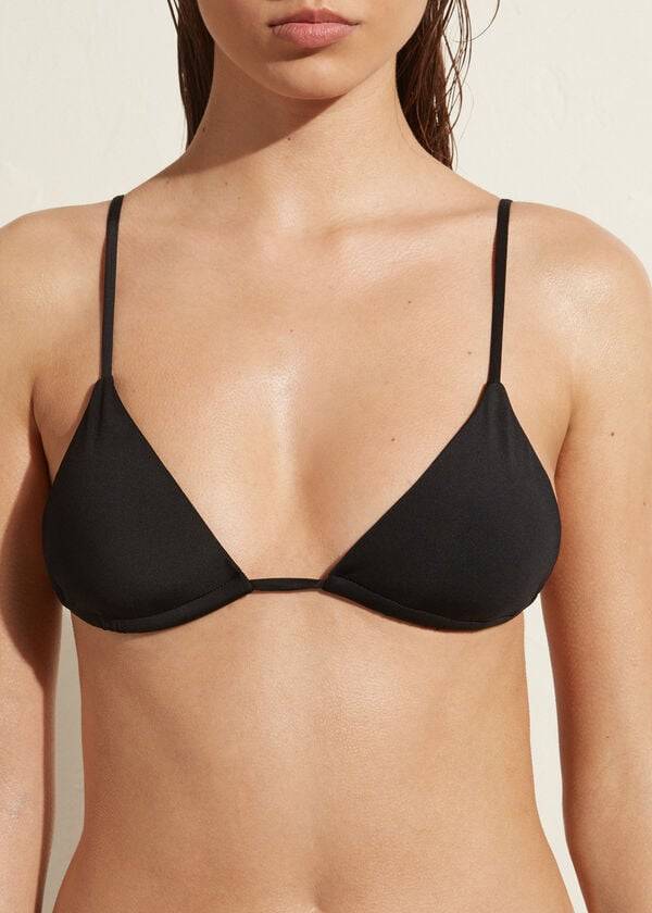 Arriba De Bikini Calzedonia Triangle String Indonesia Eco rosa Mujer Negras | CO2150XF