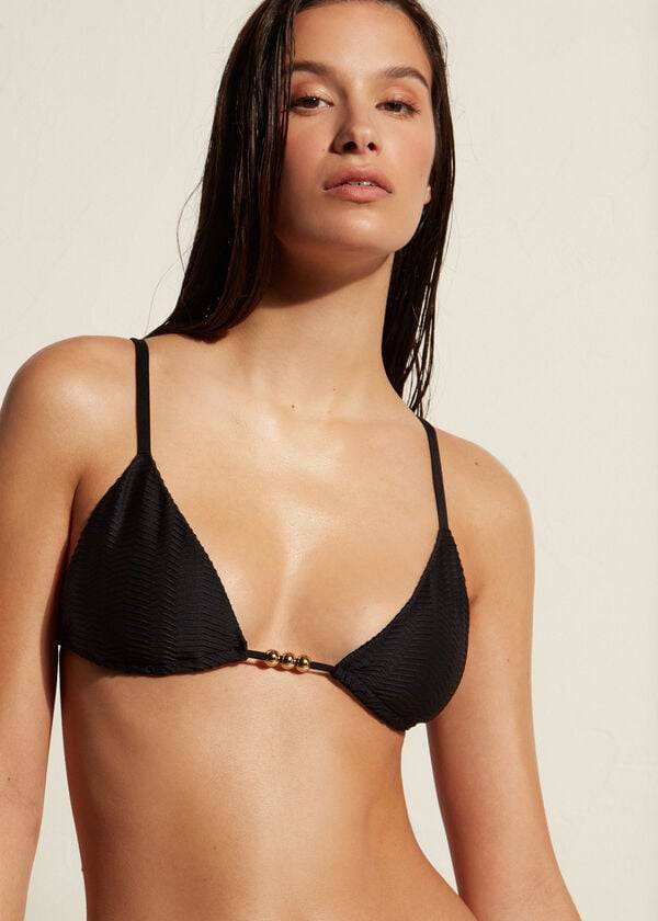 Arriba De Bikini Calzedonia Triangle String Casablanca Mujer Negras | CO2162UT