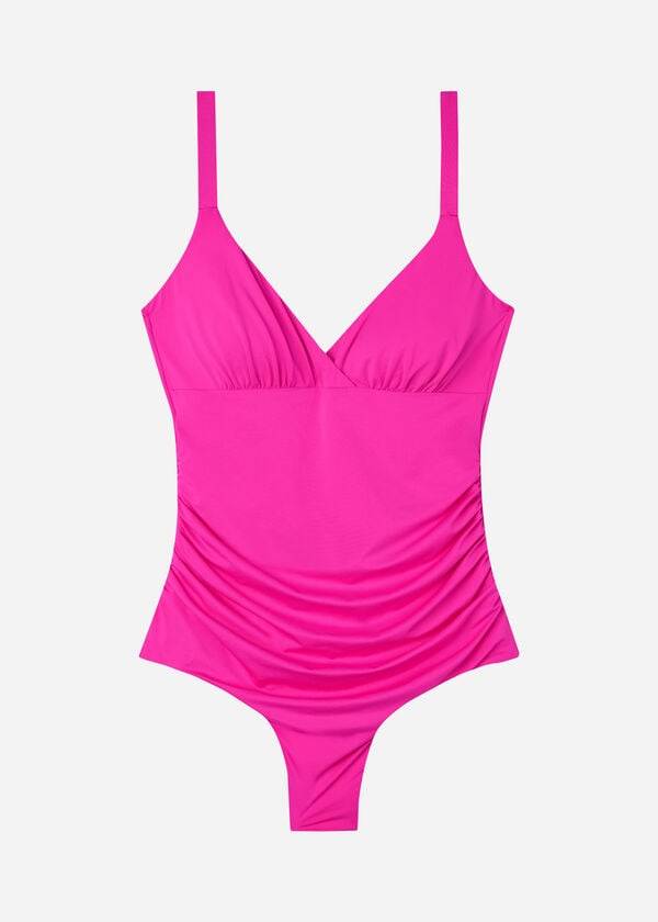 Bañadores Calzedonia Acolchado One-Piece Shaping-Effect Indonesia Eco Mujer Rosas | CO1997BC