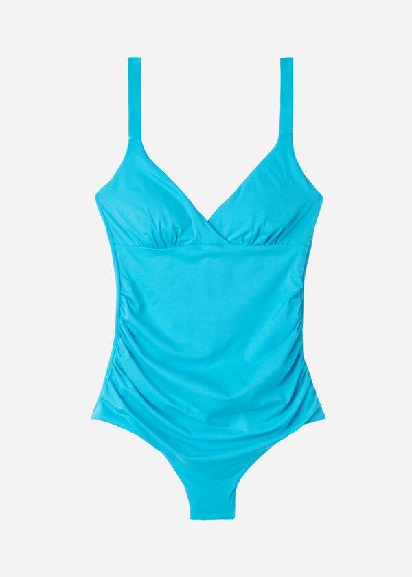 Bañadores Calzedonia Acolchado One-Piece Shaping-Effect Indonesia Mujer Turquesa | CO2001WY