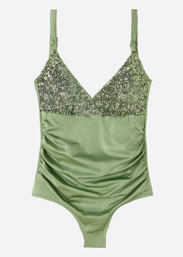 Bañadores Calzedonia Acolchado One-Piece Shaping-Effect Cannes Mujer Verde | CO2003RW