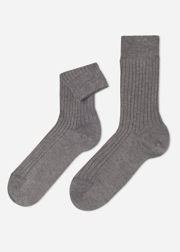 Calcetines Calzedonia Acanalado Cashmere Corta Crew Hombre Gris | CO1342LH