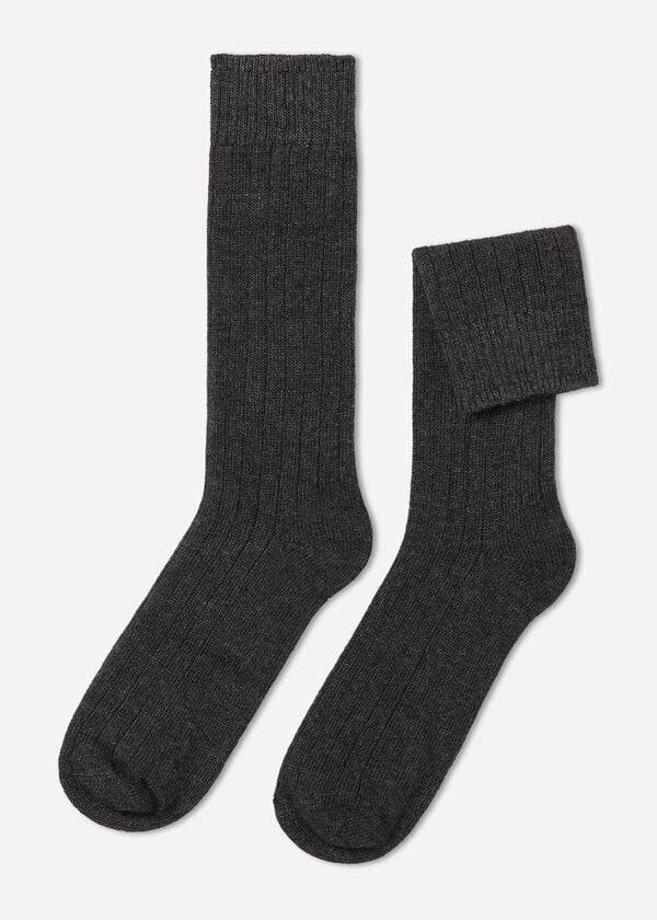 Calcetines Calzedonia Acanalado Crew with Lana and Cashmere Hombre Gris | CO1353RW