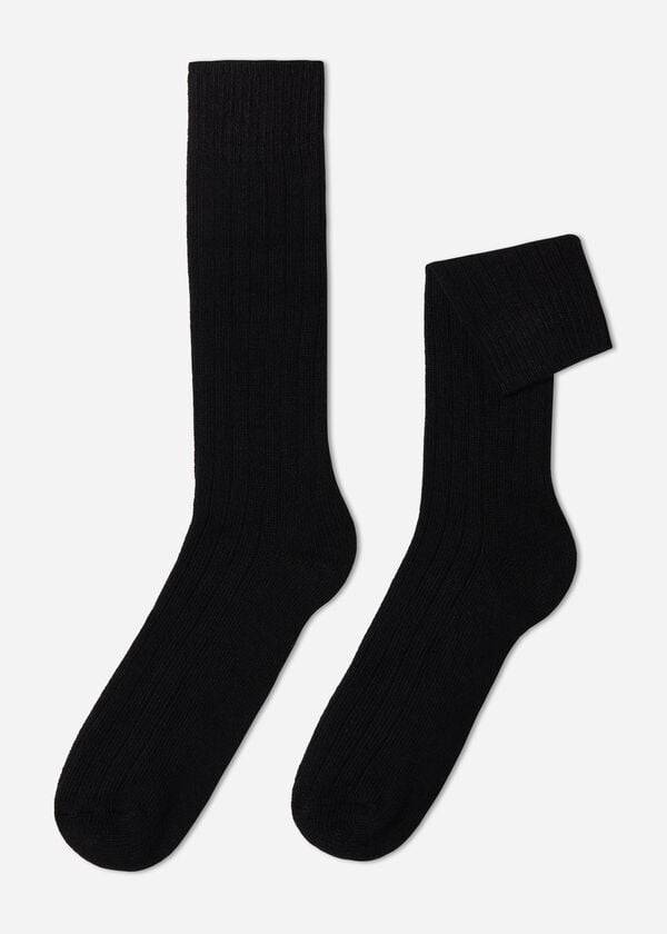 Calcetines Calzedonia Acanalado Crew with Lana and Cashmere Hombre Negras | CO1370XF