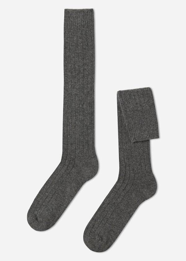 Calcetines Calzedonia Acanalado Lana and Cashmere Long Hombre Gris | CO1416GL