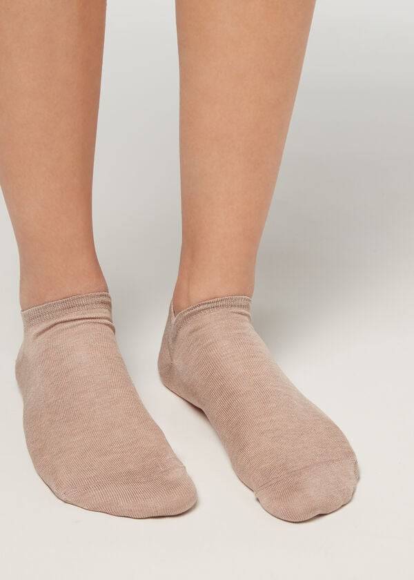 Calcetines Calzedonia Algodon No-Show Mujer Beige | CO1912JJ