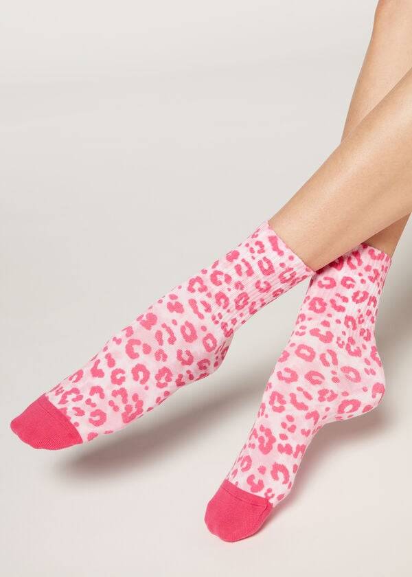 Calcetines Calzedonia Animal Print Corta Mujer Rosas | CO1852OR