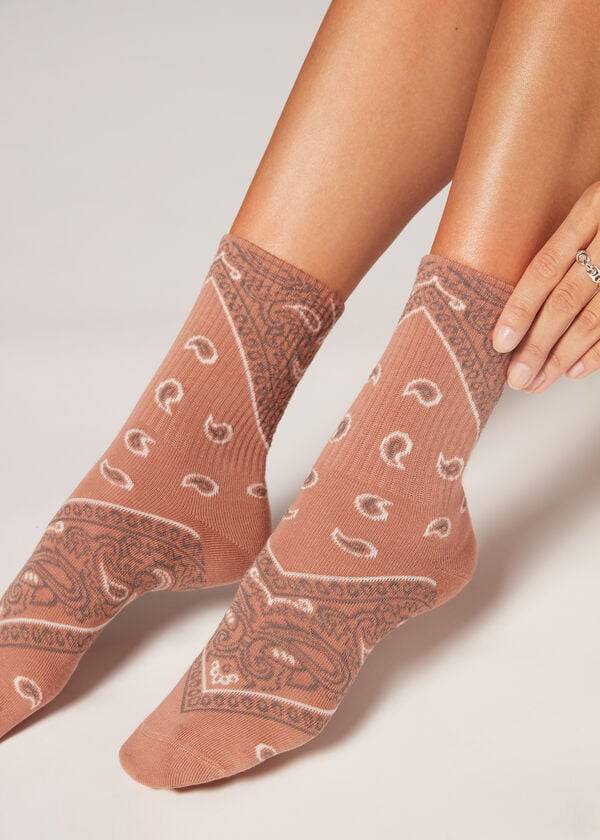 Calcetines Calzedonia Bandana Pattern Corta Mujer Beige | CO1843MA