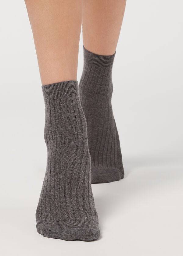 Calcetines Calzedonia Cashmere Blend Corta Mujer Gris | CO1839CE