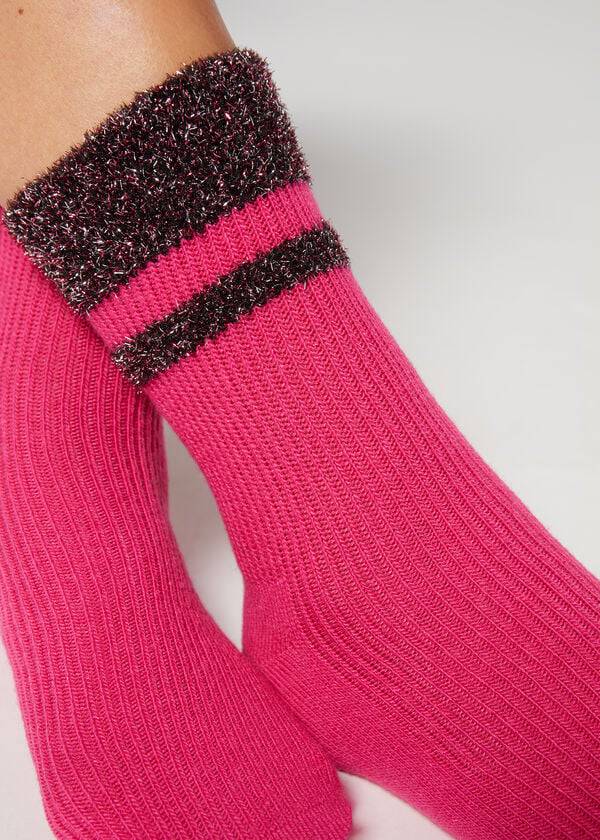 Calcetines Calzedonia Cashmere Corta with Glitter Trim Mujer Rosas | CO1833HK