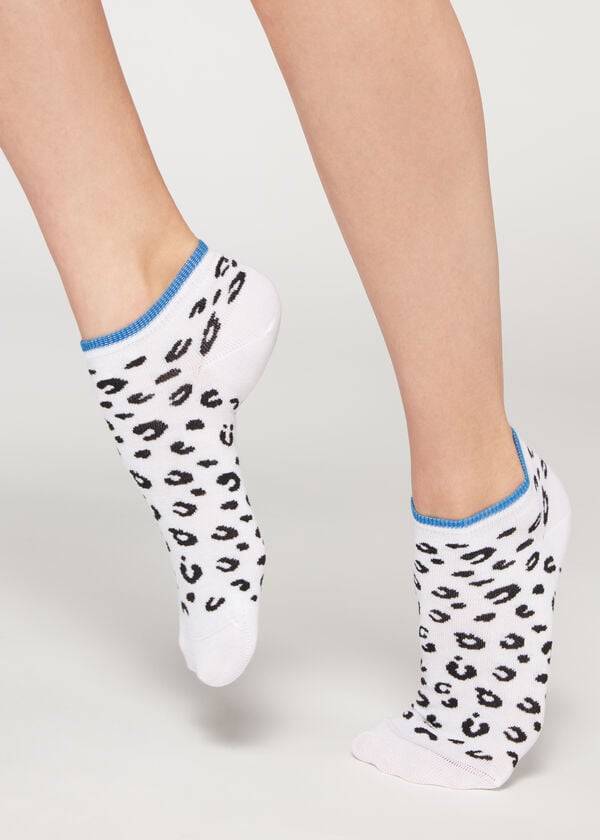 Calcetines Calzedonia Checkered No-Show Mujer Blancas | CO1922QZ