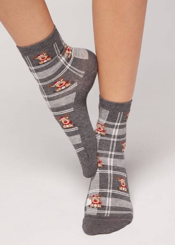 Calcetines Calzedonia Christmas Corta Mujer Gris | CO1819WY