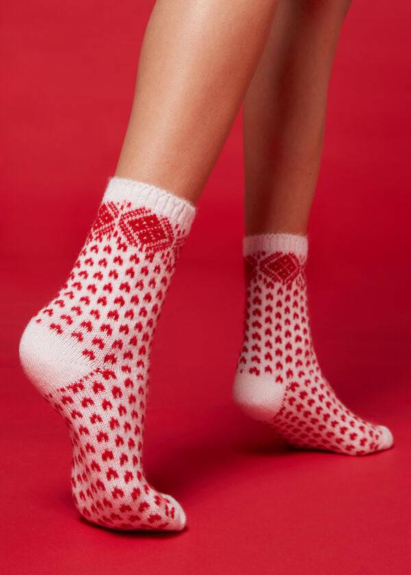 Calcetines Calzedonia Christmas Soft Corta Mujer Blancas | CO1814VD