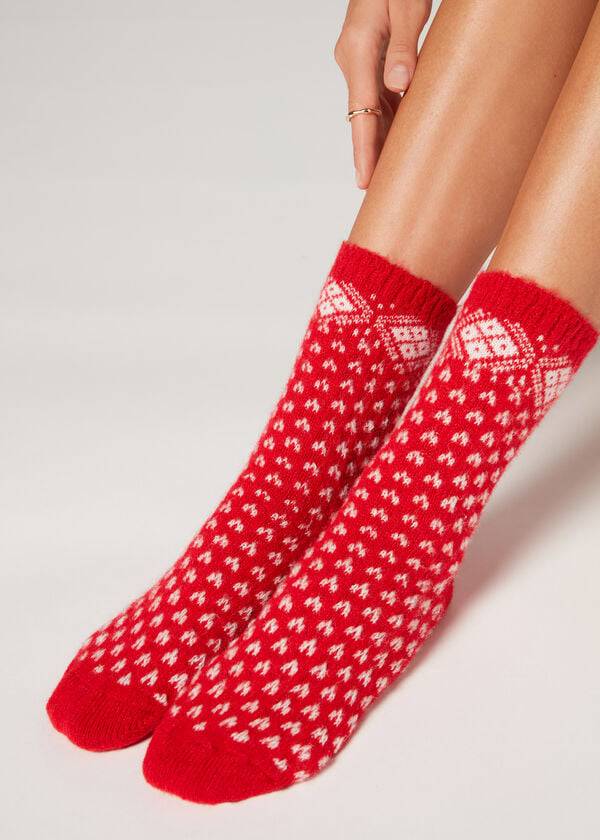 Calcetines Calzedonia Christmas Soft Corta Mujer Rojas | CO1816NB