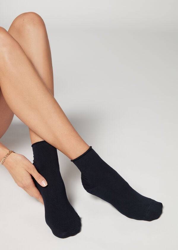 Calcetines Calzedonia Cuffless Cashmere Corta Mujer Azules | CO1808JJ